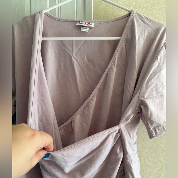 Breastfeeding Nursing short sleeve light purple shirt Times Two Large NWOT - Picture 3 of 6
